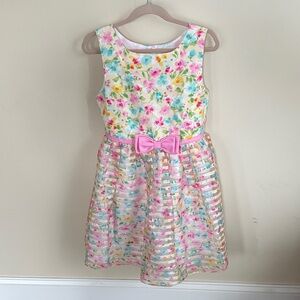 Jona Michelle Floral Dress with Pink Bow